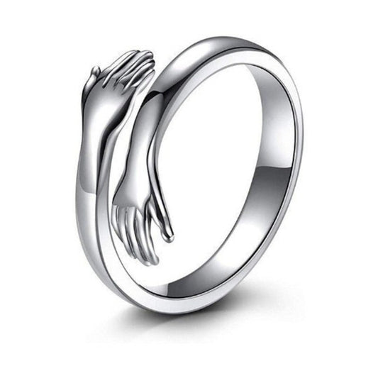 Silver Hug Hand Ring - Adjustable