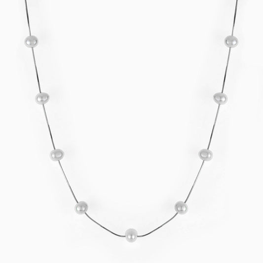 Real Pearl Silver Chain Necklace