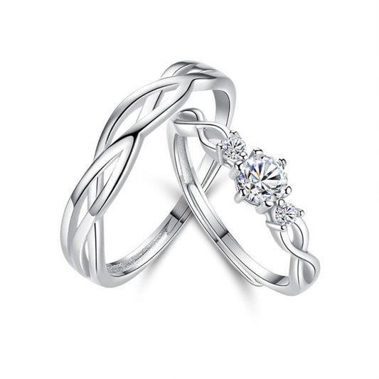 Silver Entangled Love Couple Rings Sets