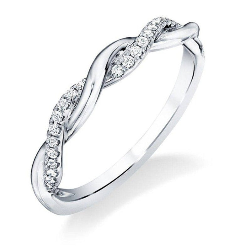 Casual Two Lines Twining Cross Zircon Silver Ring – ZaveriX Silver