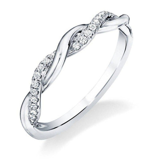 Casual Two Lines Twining Cross Zircon Silver Ring