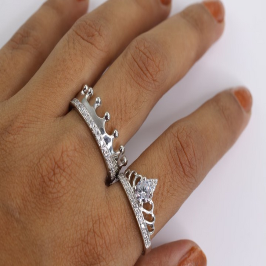 King & Queen Silver Couple Rings