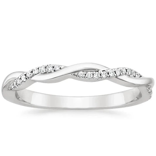 Casual Two Lines Twining Cross Zircon Silver Ring