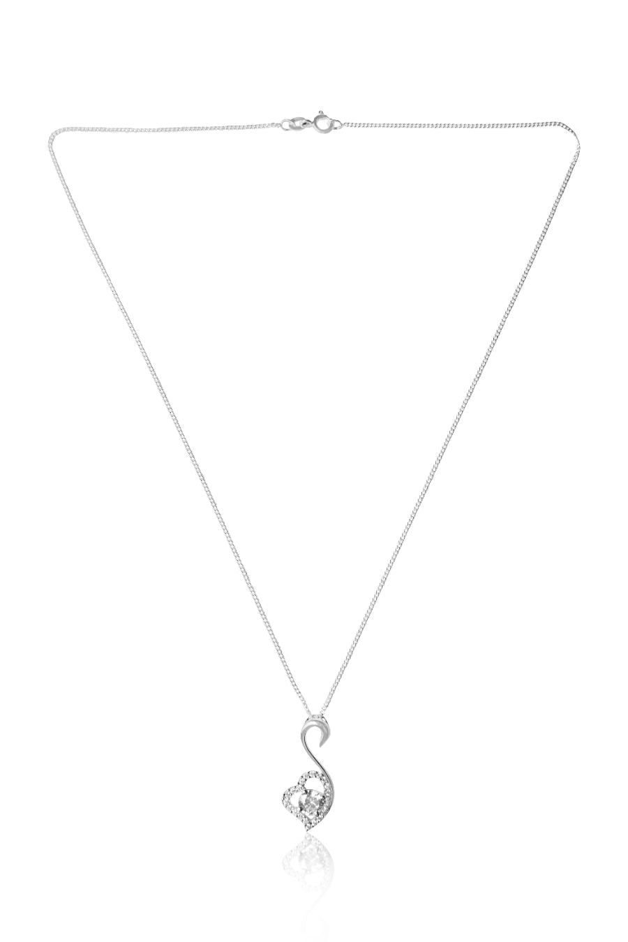 Swan Heart Silver Pendant with Chain
