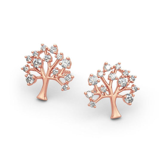 ZaveriX "Tree of Life" Round Cut Sterling Silver Earrings