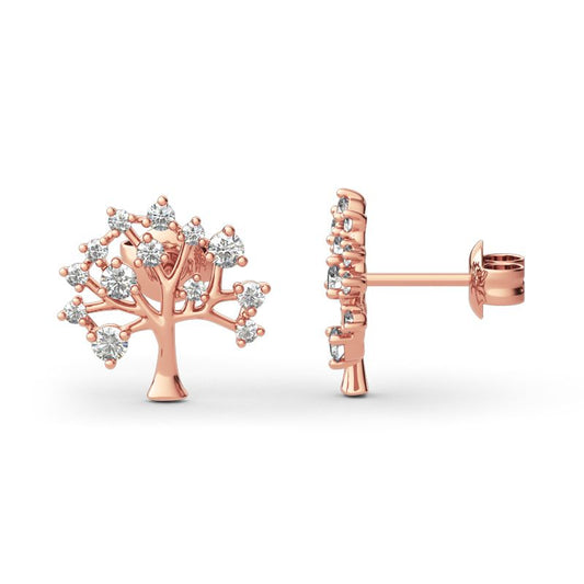 ZaveriX "Tree of Life" Round Cut Sterling Silver Earrings