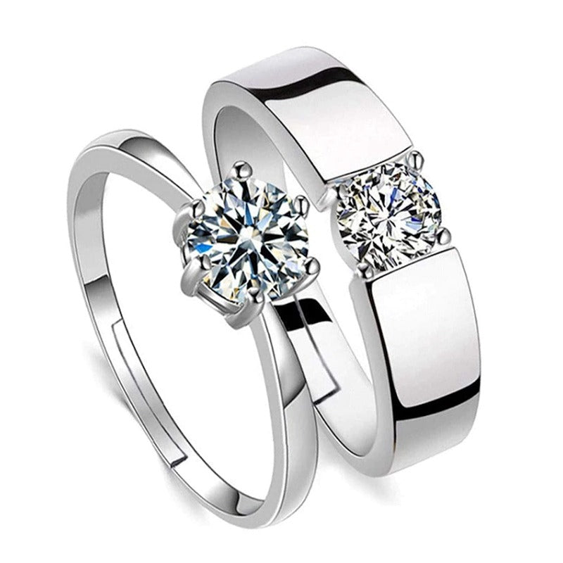 Silver Couple Rings Carat Stone - Main Image
