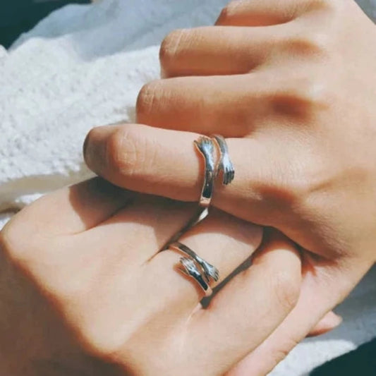 Couple Silver Hug Ring