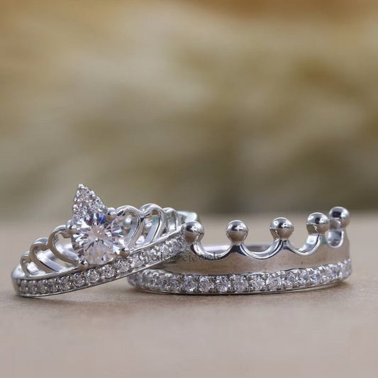King & Queen Silver Couple Rings