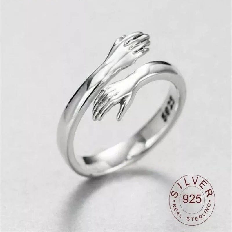 Silver Hug Hand Ring