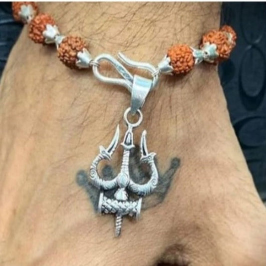 Silver Rudraksha Beads Bracelet with Charms - Unisex