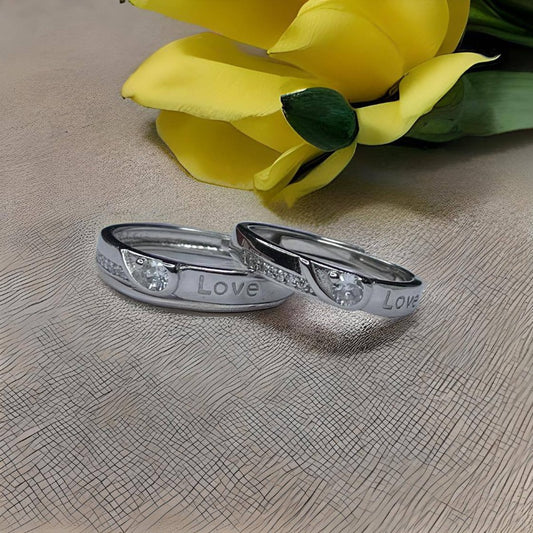 Silver Matching Heart Promise Rings For Couple