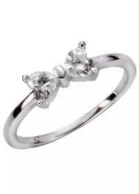 Heart Clear Cubic Zirconia Bow Tie Ring Sterling-Silver