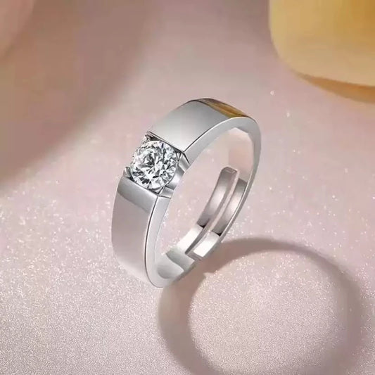 Silver Zircon Stone Love Ring for Men & Boys