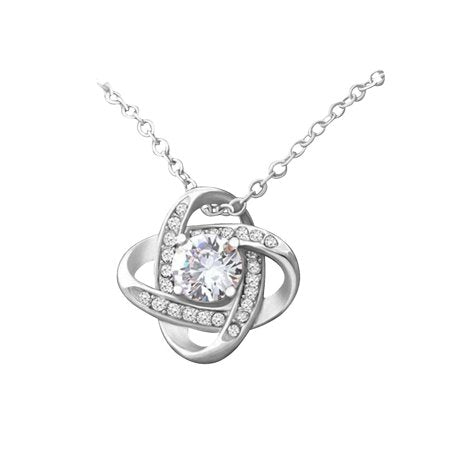 Sterling Silver Pendant Eternal Heart Diamond with Chain