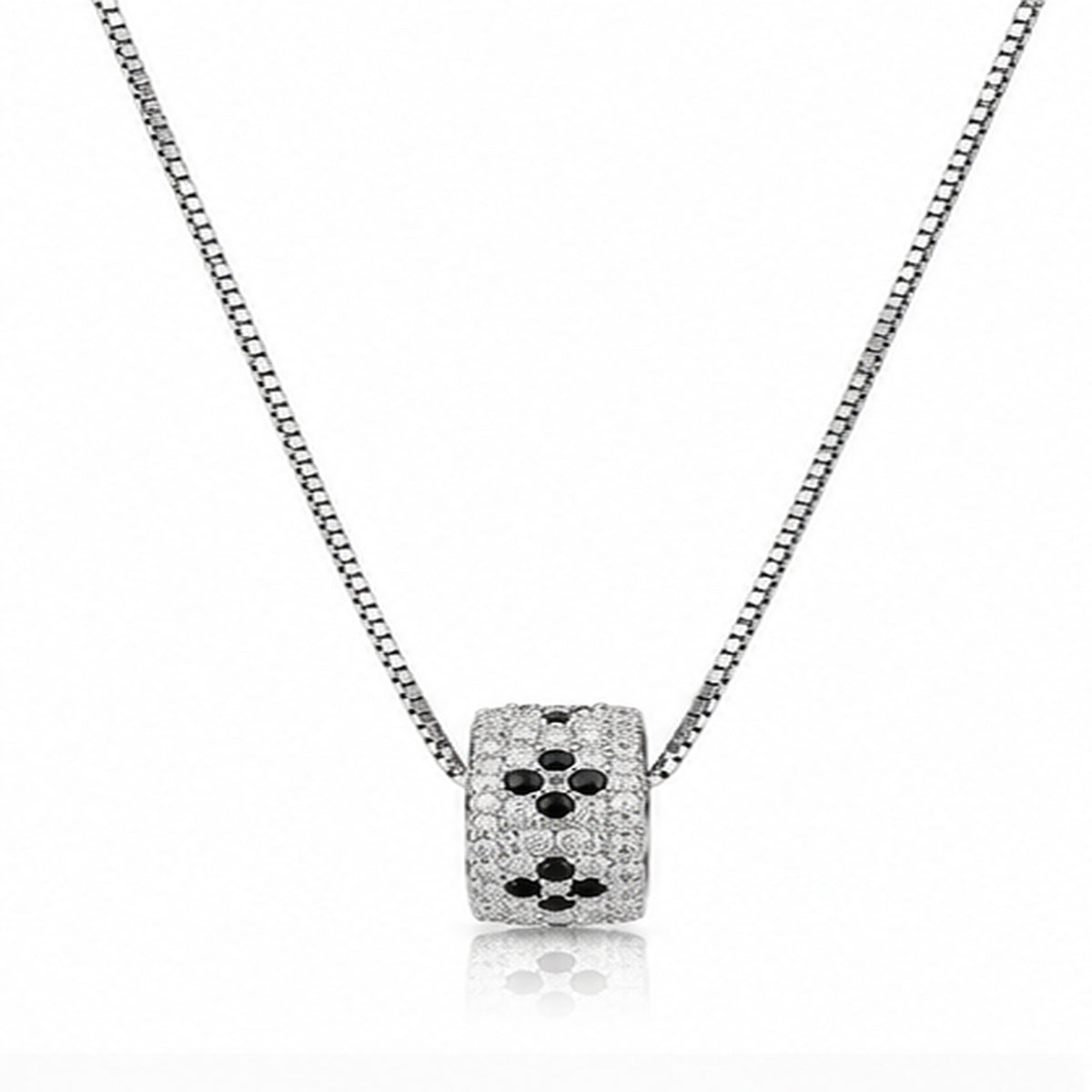 Silver Cylinder Pendant Necklace