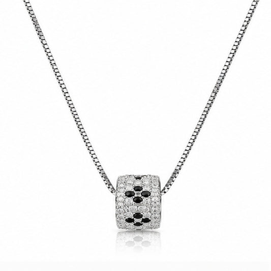 Silver Cylinder Pendant Necklace
