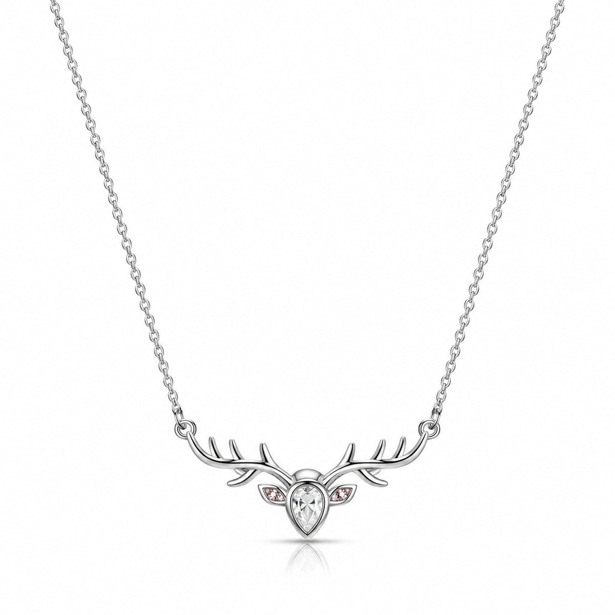 Silver Deer Antler Stone Necklace
