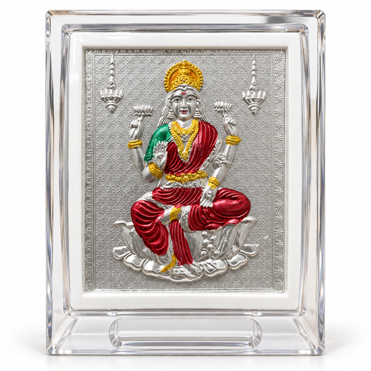 Zaverix Lakshmi 999 Silver Clear Stand Photo Frame
