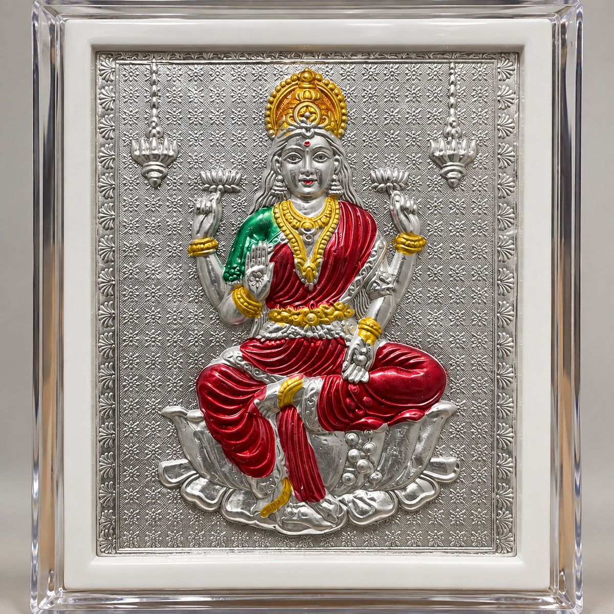 Zaverix Lakshmi 999 Silver Clear Stand Photo Frame