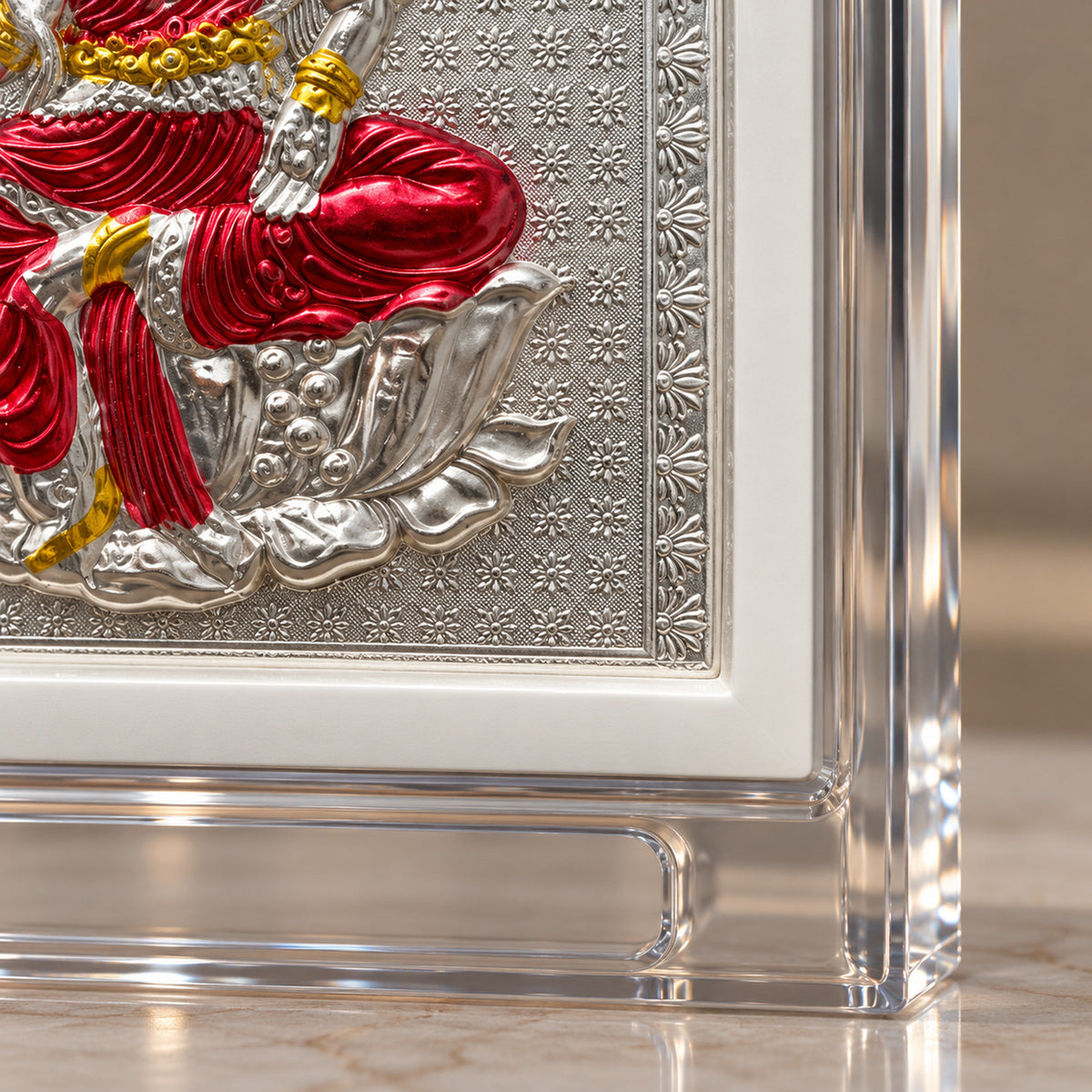 Zaverix Lakshmi 999 Silver Clear Stand Photo Frame