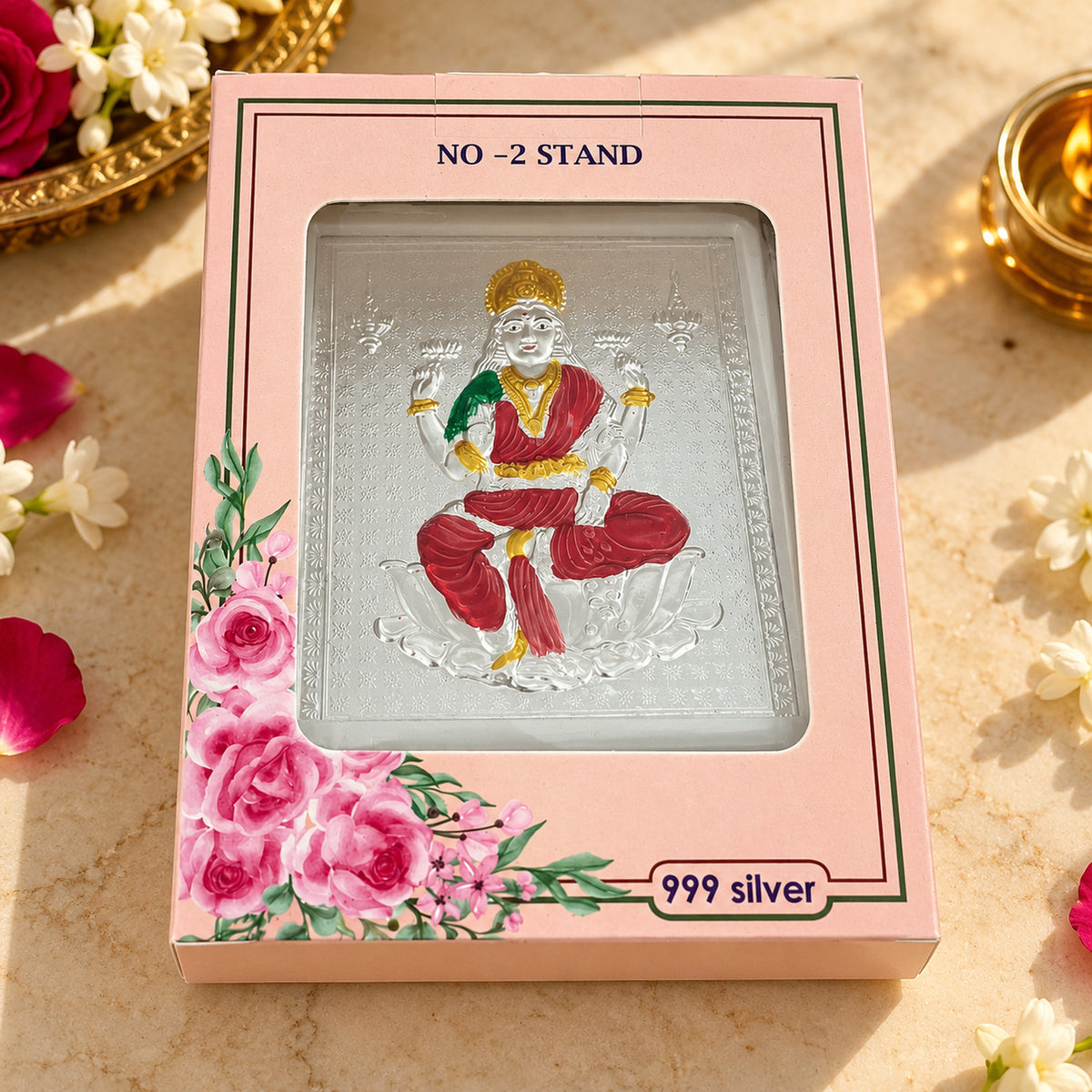 Zaverix Lakshmi 999 Silver Clear Stand Photo Frame