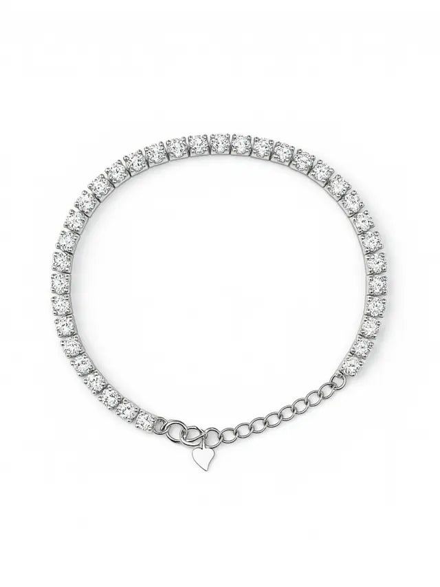 Cubic Zirconia Classic Silver Tennis Bracelet For Women's Gift