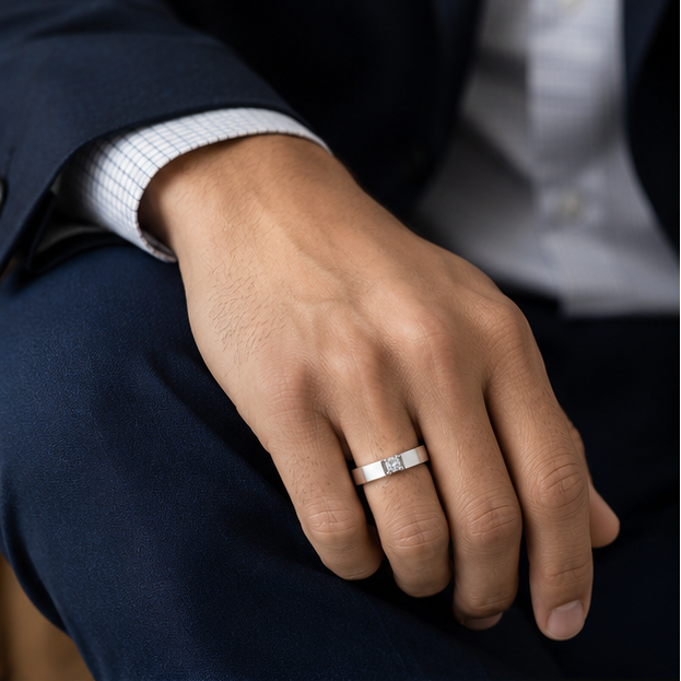 0.75 Carat Silver Ring For Men & Boys Birthday gift for him - Adjustable