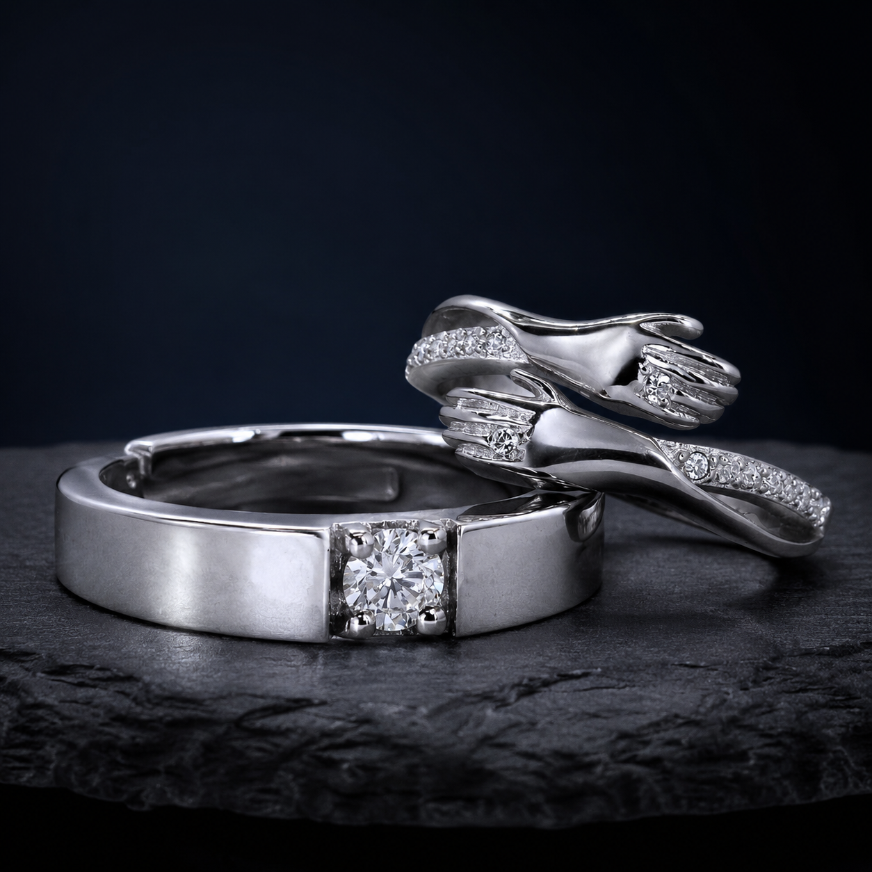 Silver Couple Rings