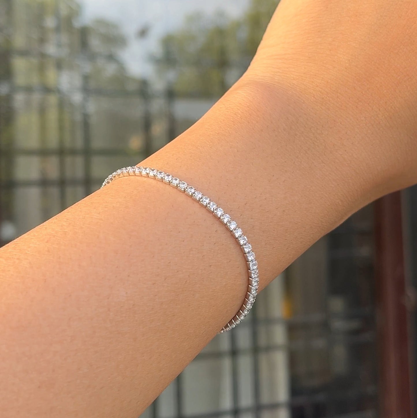 Cubic Zirconia Classic Silver Tennis Bracelet For Women's Gift