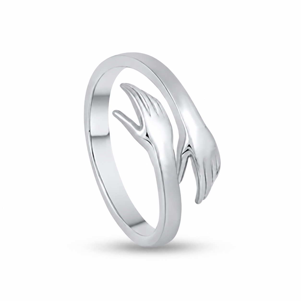 Couple Silver Hugging Hand Promise Ring