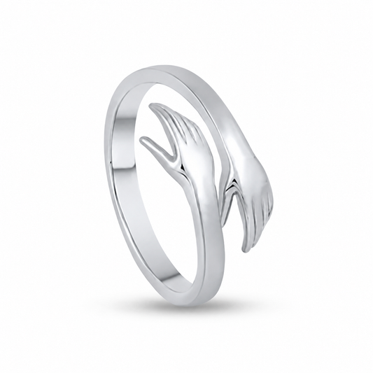 Men & Boys SILVER LOVE HUG RING Gift For him.