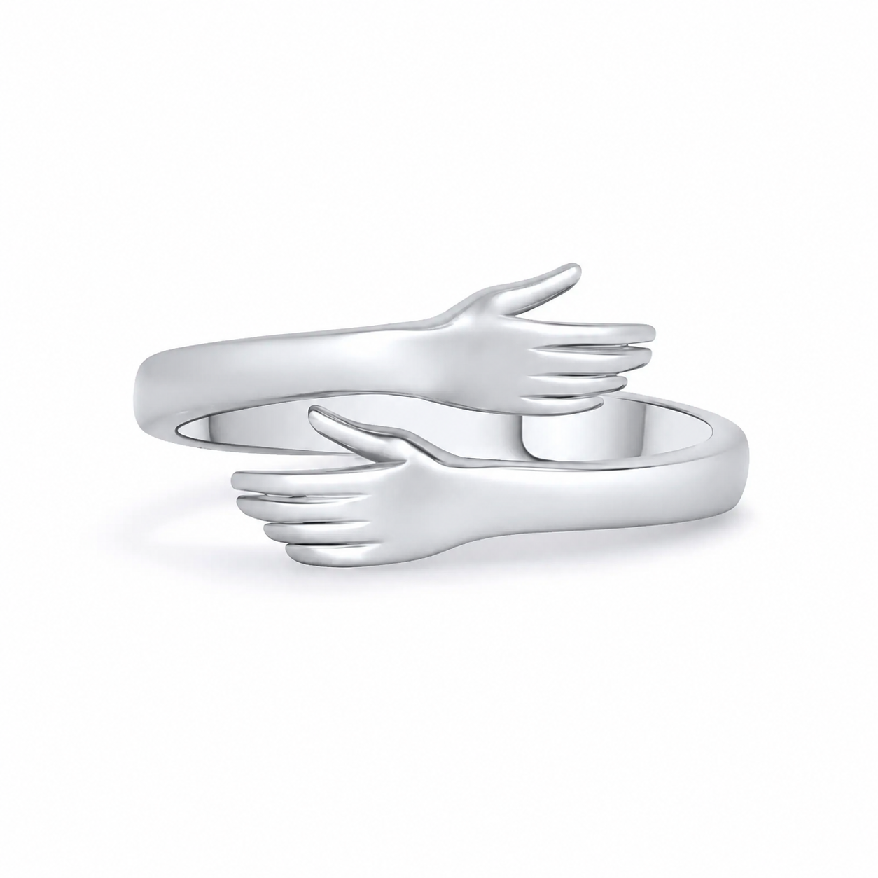 Couple Silver Hugging Hand Promise Ring