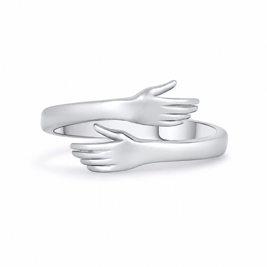 Men & Boys SILVER LOVE HUG RING Gift For him.