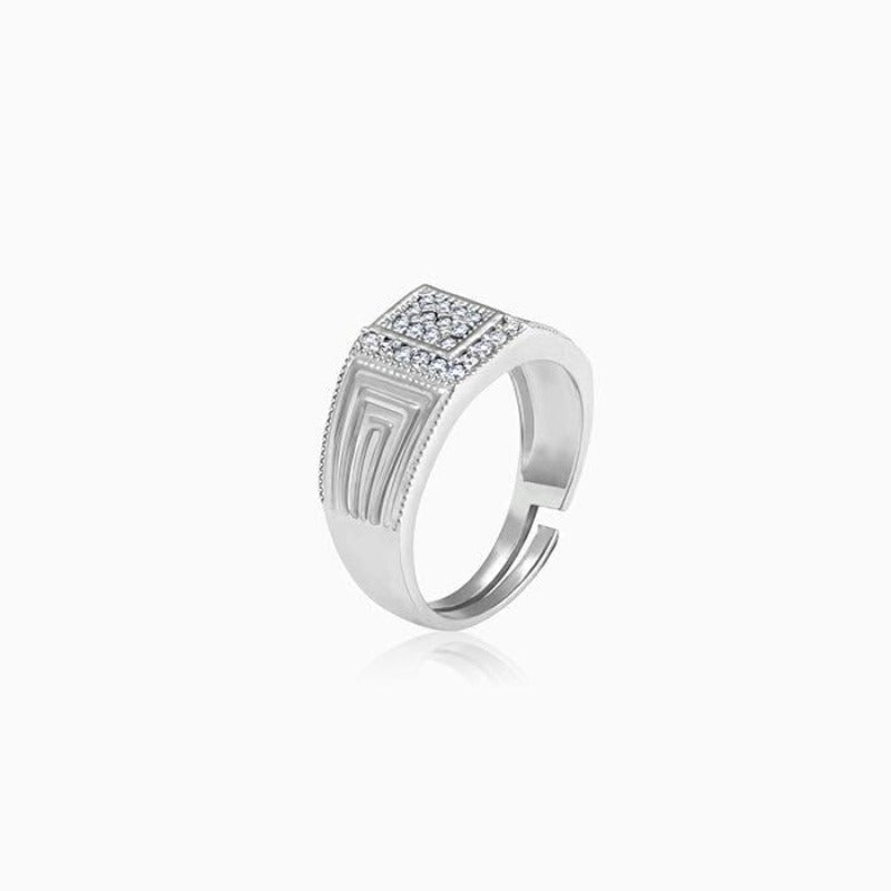 Silver Big Men's Ring - Adjustable