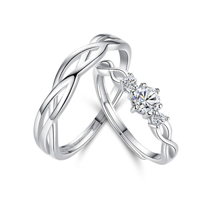 Silver Entangled Love Couple Rings Sets – ZaveriX Silver
