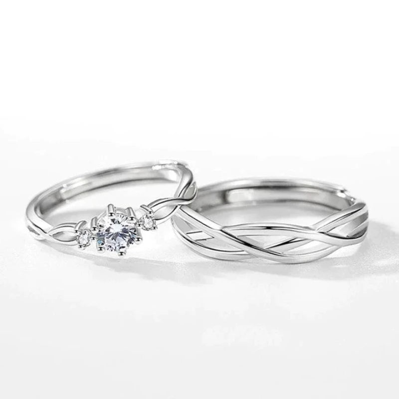 Silver Entangled Love Couple Rings Sets – ZaveriX Silver