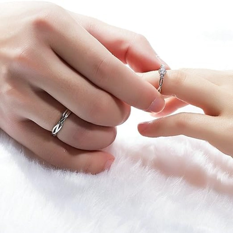 Silver Entangled Love Couple Rings Sets