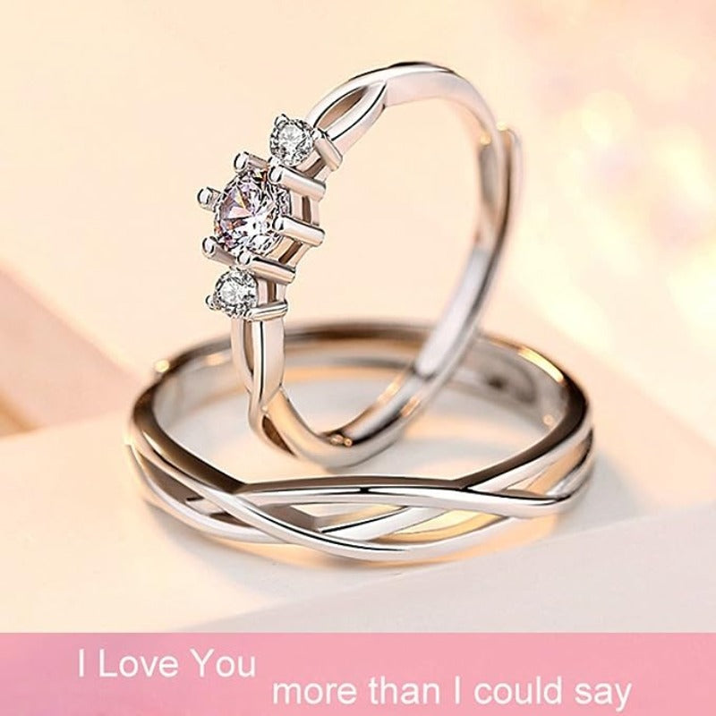 Silver Entangled Love Couple Rings Sets