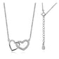 Silver Intertwined Double Heart Love Pendant Necklace