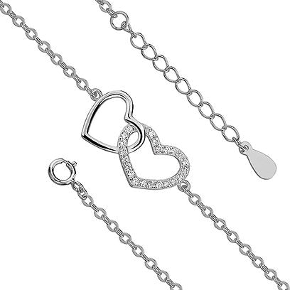 Silver Intertwined Double Heart Love Pendant Necklace