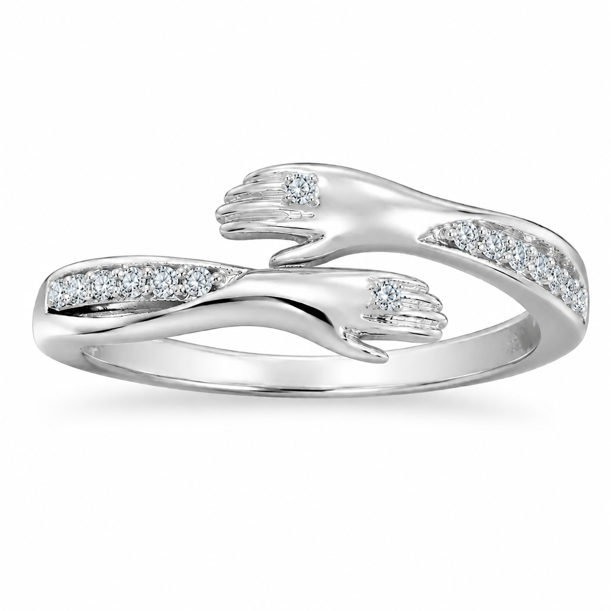 Couple Silver Hugging Hand Promise Ring