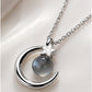 Silver Celestial Moon & Star Natural Stone Pendant with Chain