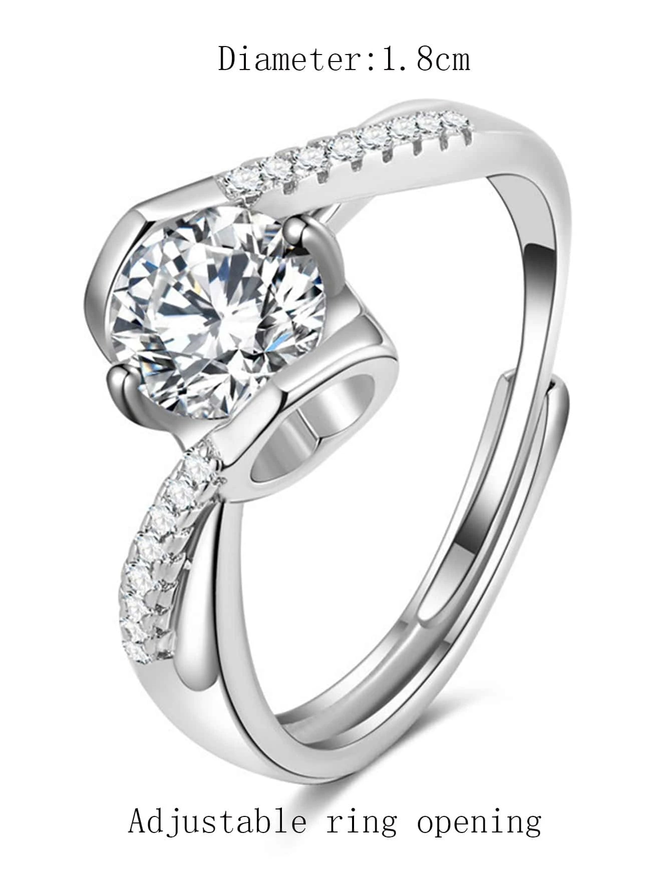 Sterling silver simple engagement solitaire rings for women