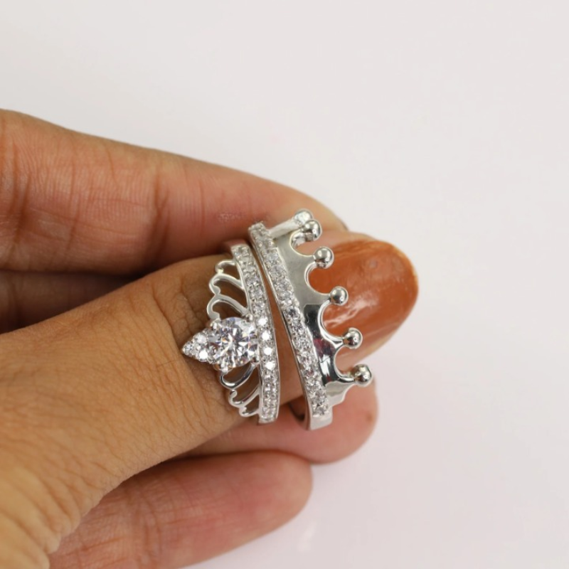 ringzinnie Adjustable Silver King & Queen With Stone Nug Rhombus Design  Couple Finger Rings Stainless Steel Ring Set Price in India - Buy  ringzinnie Adjustable Silver King & Queen With Stone Nug