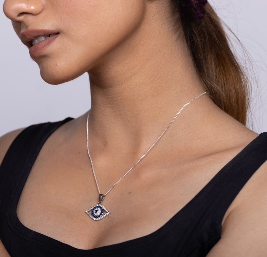 Only Yours Jewelry - Evil Eye Necklace on a Sterling Silver Chain