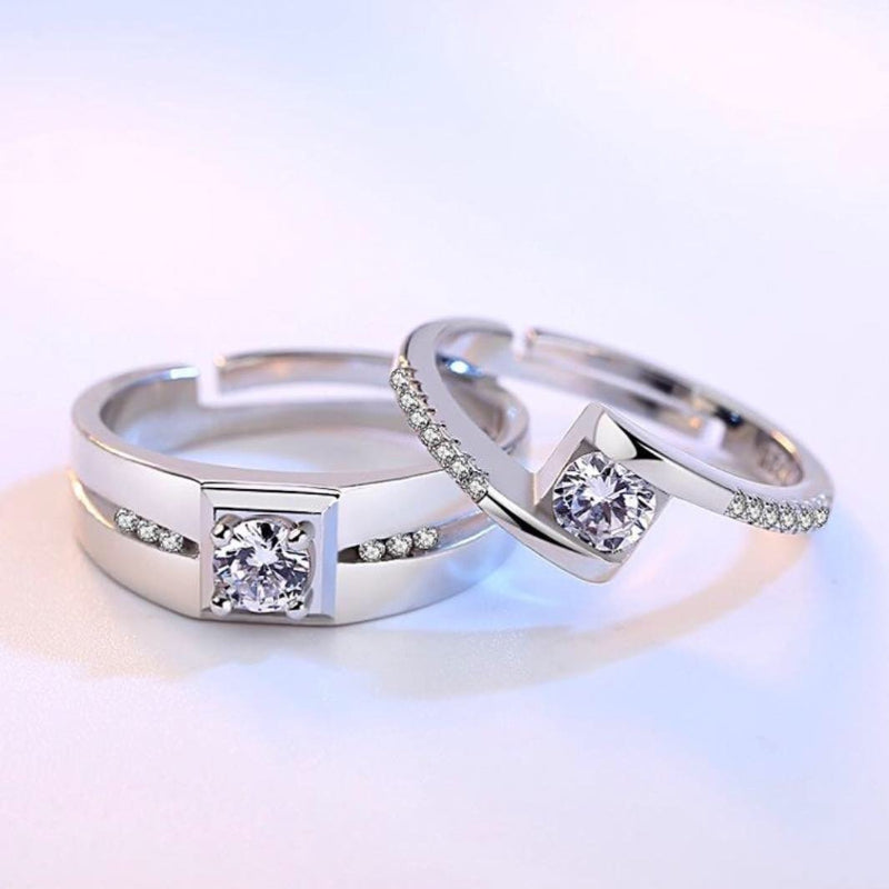 925 Silver Couple Rings, Matching Rings, Promise Rings, Adjustable Rings  EM156 | eBay
