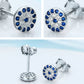 Blue & White Stone Evil Eye Silver Stud Earrings
