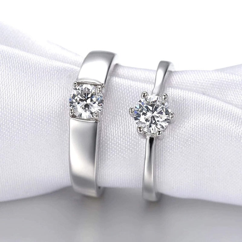 Silver Couple Rings Carat Stone - Main Image