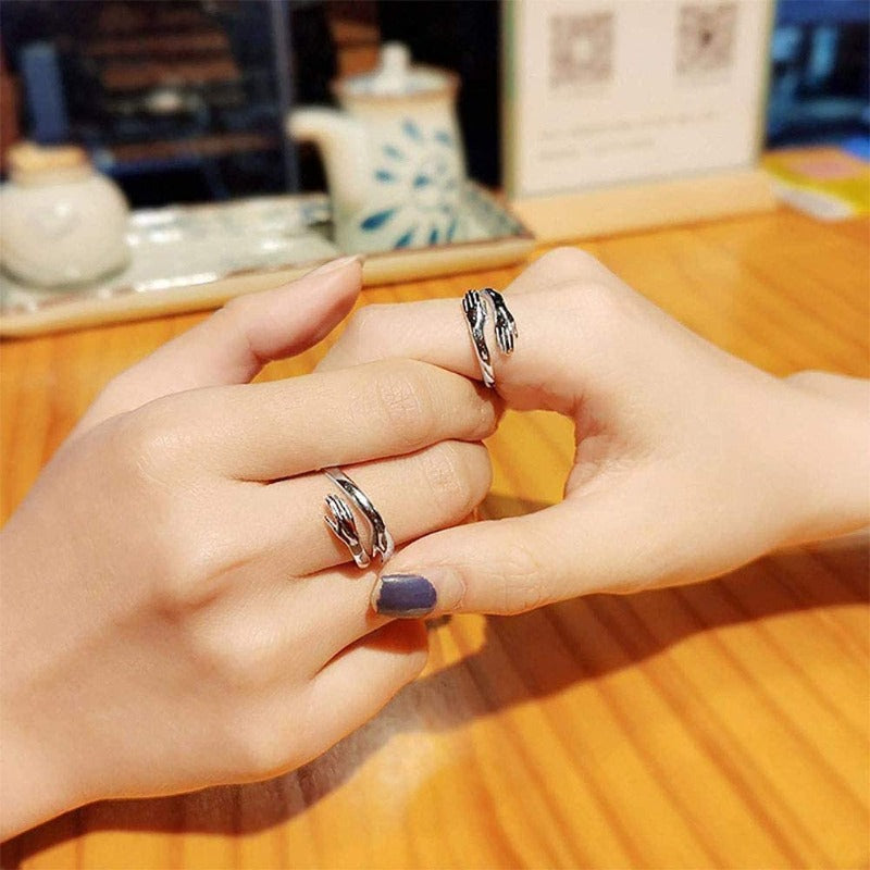 Couple Silver Hug Ring